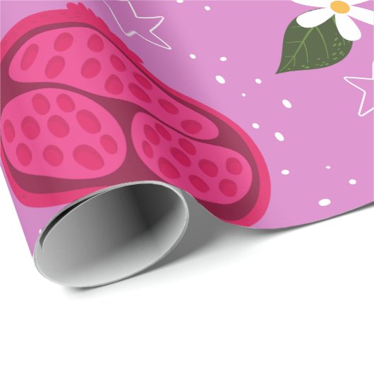 paarse granaatappel fruitkers bloemenmadeliefje cadeaupapier (Rol Hoek)