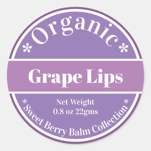Paarse Grape Lips DIY Balm Label Collectie (Voorkant)