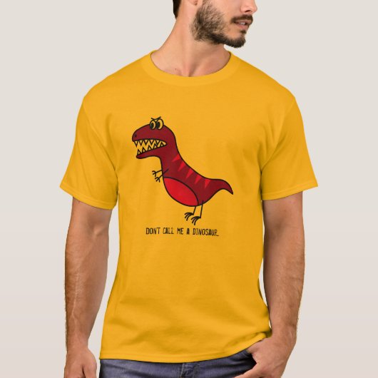 Paarse grappige boze dinosaurus cartoon met slogan t-shirt (Voorkant)