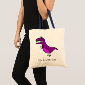 Paarse grappige, boze dinosaurustas van het kind tote bag (Voorkant (product))