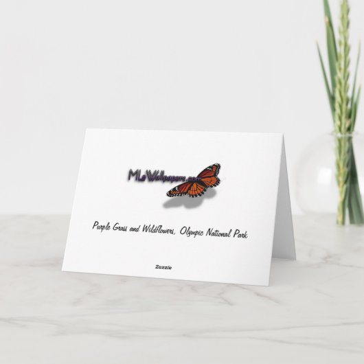 Paarse gras en wilde bloemen kaart (Achterkant)