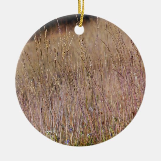 Paarse gras en wilde bloemen keramisch ornament (Voorkant)