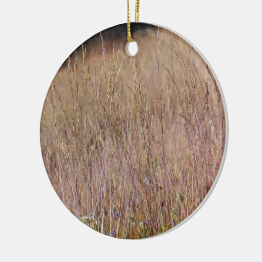 Paarse gras en wilde bloemen keramisch ornament (Links)