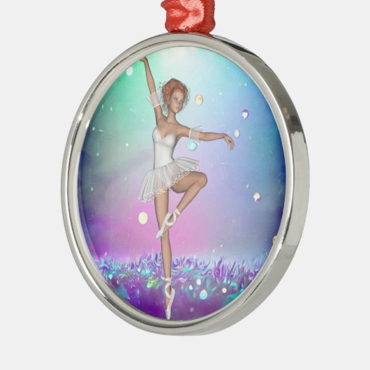 Paarse grasachtergrond, geverfd metalen ornament (Links)