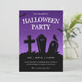 Paarse Graveyard Tombstenen Halloween Partij Kaart (Staand voorkant)