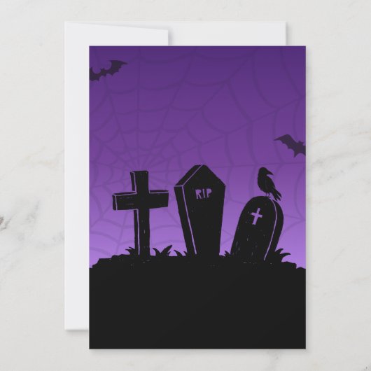 Paarse Graveyard Tombstenen Halloween Partij Kaart (Achterkant)