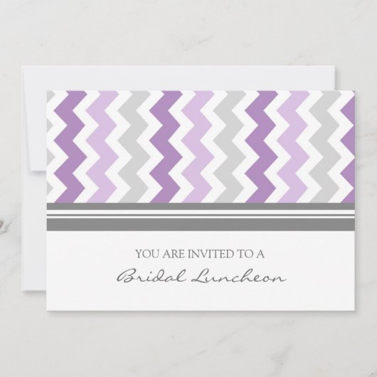 Paarse Gray Chevron Bridal Lunch Uitnodiging (Voorkant)