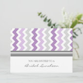 Paarse Gray Chevron Bridal Lunch Uitnodiging (Staand voorkant)