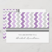 Paarse Gray Chevron Bridal Lunch Uitnodiging (Voorkant / Achterkant)