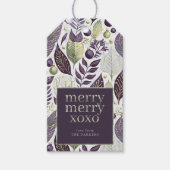 Paarse Gre Kerst Merry Pattern#21 ID1009 Cadeaulabel (Voorkant)