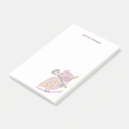 Paarse Great Horned Owl Personalized Post-it Notes (Schuin)
