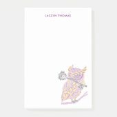 Paarse Great Horned Owl Personalized Post-it Notes (Voorkant)