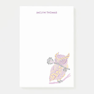 Paarse Great Horned Owl Personalized Post-it Notes