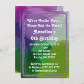 Paarse Green Art Party Verf Stippen Uitnodiging (Voorkant / Achterkant)