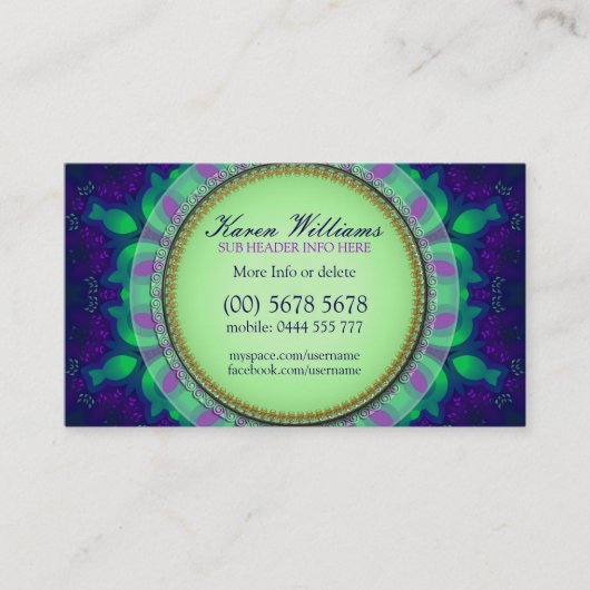 Paarse Green Delight Business Card-sjabloon Visitekaartje (Voorkant)
