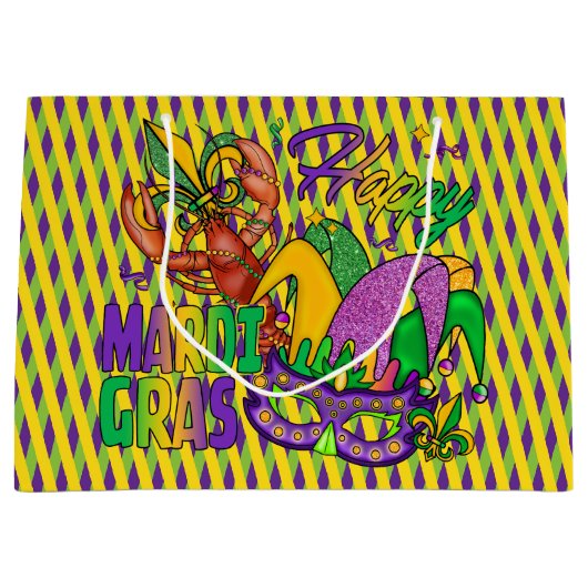 PAARSE GREEN GELLOW DIAMONDS HAPPY MARDI GRAS GROOT CADEAUZAKJE (Voorkant)