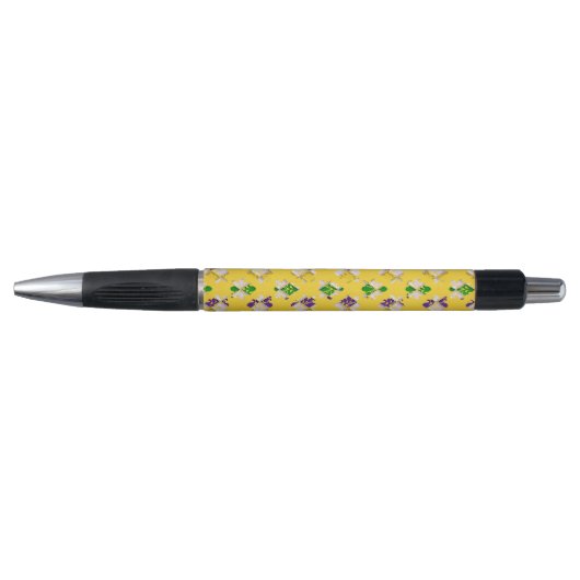 PAARSE GREEN GELLOW MARDI GRAS PATTERNEN PEN (Voorkant)