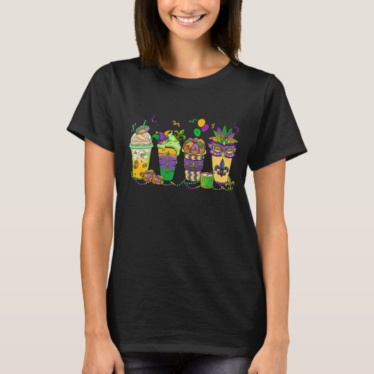 PAARSE GREEN GOLD MARDI GRAS BEVERAGES T-SHIRT (Voorkant)