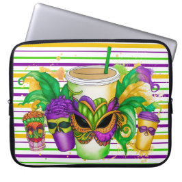 PAARSE GREEN GOLD MARDI GRAS CUPS LAPTOP SLEEVE