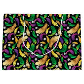 PAARSE GREEN GOLD MARDI GRAS FEATHERS GROOT CADEAUZAKJE (Voorkant)