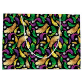 PAARSE GREEN GOLD MARDI GRAS FEATHERS GROOT CADEAUZAKJE (Achterkant)