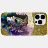 PAARSE GREEN GOLD MARDI GRAS MASK & FEATHERS Case-Mate iPhone CASE (Achterkant (horizontaal))