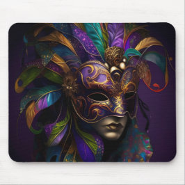 PAARSE GREEN GOLD MARDI GRAS MASK & FEATHERS MUISMAT