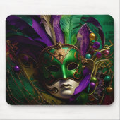 PAARSE GREEN GOLD MARDI GRAS MASK & FEATHERS MUISMAT (Voorkant)