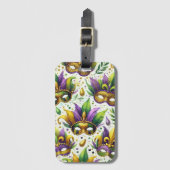 PAARSE GREEN GOLD MARDI GRAS MASKS BAGAGELABEL (Voorkant (verticaal))