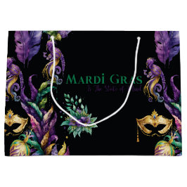 PAARSE GREEN GOLD MARDI GRAS MASKS FEATHES GROOT CADEAUZAKJE