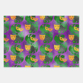 PAARSE GREEN GOLD MARDI GRAS MASKS FEATHES INPAKPAPIER VEL (Voorkant)