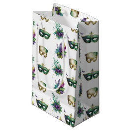 PAARSE GREEN GOLD MARDI GRAS MASKS FEATHES KLEIN CADEAUZAKJE