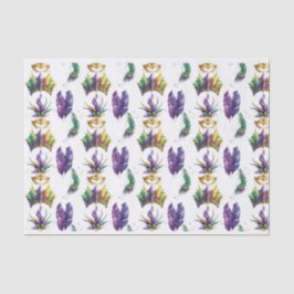 PAARSE GREEN GOLD MARDI GRAS MASKS FEATHES TISSUEPAPIER