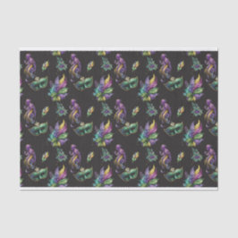 PAARSE GREEN GOLD MARDI GRAS MASKS FEATHES TISSUEPAPIER