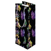 PAARSE GREEN GOLD MARDI GRAS MASKS FEATHES WIJN CADEAUTAS (Achterkant Gekanteld)