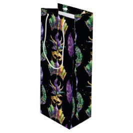 PAARSE GREEN GOLD MARDI GRAS MASKS FEATHES WIJN CADEAUTAS