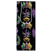 PAARSE GREEN GOLD MARDI GRAS MASKS FEATHES WIJN CADEAUTAS (Voorkant)