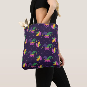 PAARSE GREEN GOLD MARDI GRAS MASKS TOTE BAG