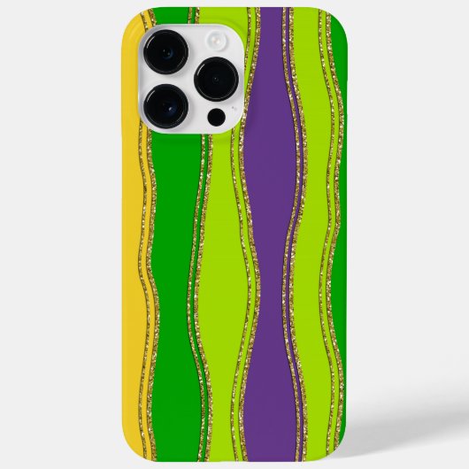 PAARSE GREEN GOLD MARDI GRAS STRIPES Case-Mate iPhone CASE (Achterkant)