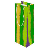 PAARSE GREEN GOLD MARDI GRAS STRIPES WIJN CADEAUTAS (Achterkant Gekanteld)