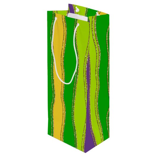 PAARSE GREEN GOLD MARDI GRAS STRIPES WIJN CADEAUTAS