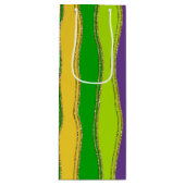 PAARSE GREEN GOLD MARDI GRAS STRIPES WIJN CADEAUTAS (Voorkant)