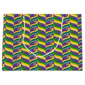 PAARSE GREEN GOLD MARDI GRAS SWIRLS GROOT CADEAUZAKJE (Voorkant)