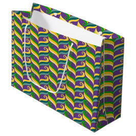 PAARSE GREEN GOLD MARDI GRAS SWIRLS GROOT CADEAUZAKJE
