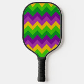 PAARSE GREEN GOLD MARDI GRAS ZIG ZAG STRIPES PICKLEBALL PADDLE (Achterkant)
