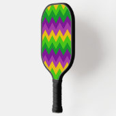 PAARSE GREEN GOLD MARDI GRAS ZIG ZAG STRIPES PICKLEBALL PADDLE (Links)