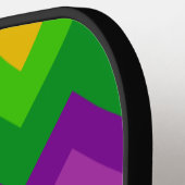 PAARSE GREEN GOLD MARDI GRAS ZIG ZAG STRIPES PICKLEBALL PADDLE (Links Detail)