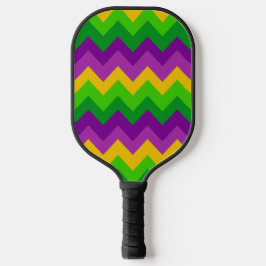 PAARSE GREEN GOLD MARDI GRAS ZIG ZAG STRIPES PICKLEBALL PADDLE