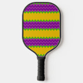 PAARSE GREEN GOLD MARDI GRAS ZIG ZAG STRIPES PICKLEBALL PADDLE (Achterkant)