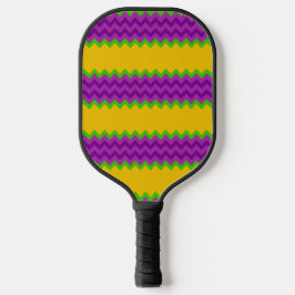 PAARSE GREEN GOLD MARDI GRAS ZIG ZAG STRIPES PICKLEBALL PADDLE